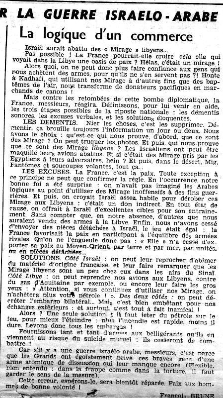 Tribune dans Combat le 22 octobre 1973